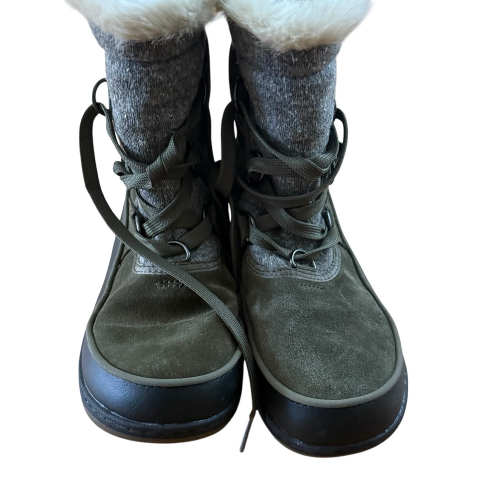 Sorel Women’s Tivoli III Waterproof Suede Green Grey Snow Boots Size 7 - Picture 4 of 5